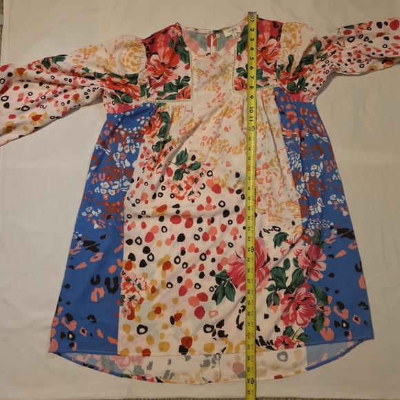 Umgee Floral Animal Print Mixed Media Boho Dress Size Large EUC - Picture 8 of 9